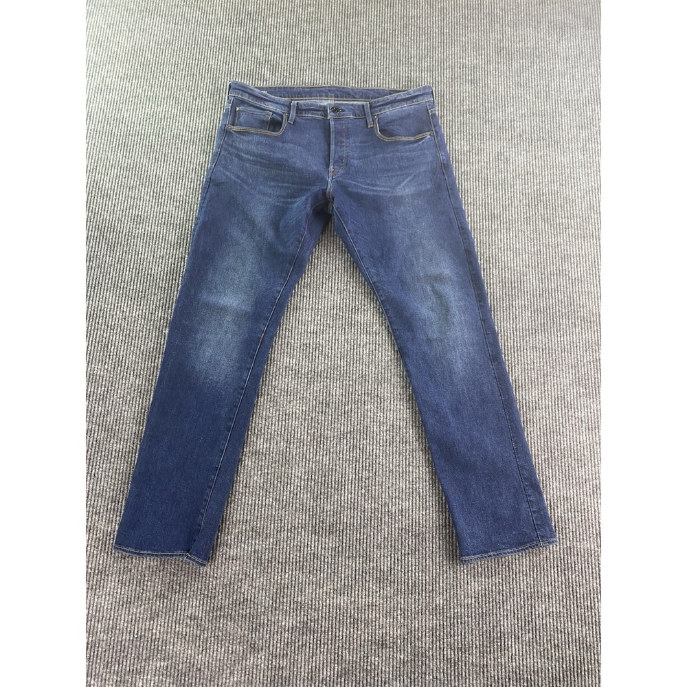 G Star Raw Jeans Mens 38x34 Blue Denim 3301 Straight Designer Button Fly *